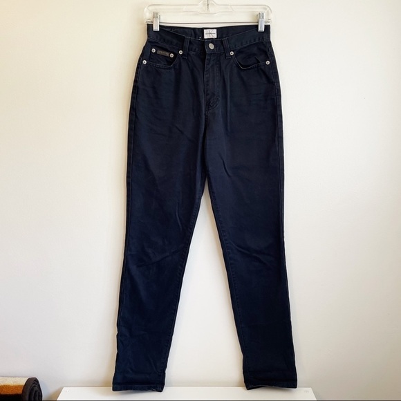 CALVIN KLEIN vintage high rise navy blue jeans pants straight leg 26 nautical - Picture 2 of 13